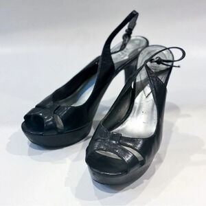 GUESS Black peep-toe slingback sandals | Versatile summer heels | Size 8.5 *